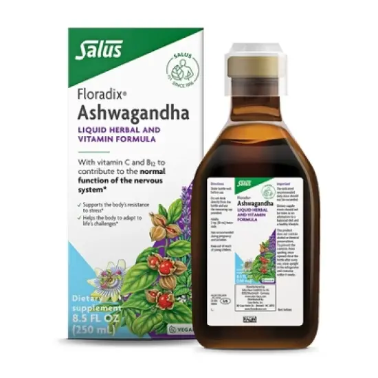 Floradix Ashwagandha Liquid Herbal & Vitamin Formula - Stress Support Formula - Vegan & Non-GMO - 8.5 fl oz image {8}
