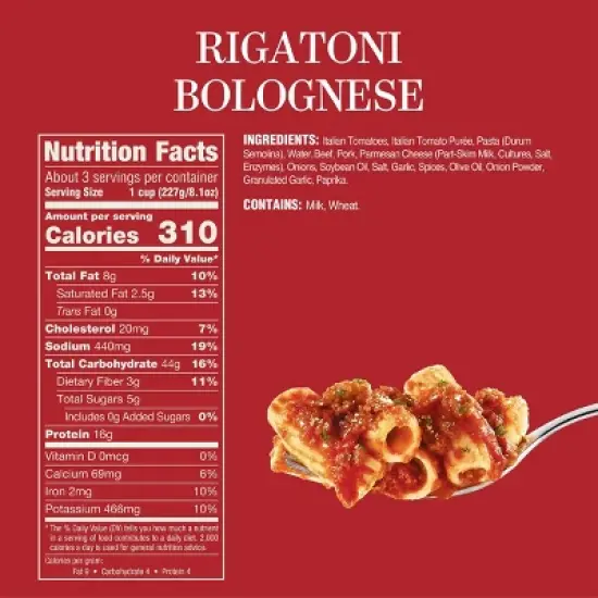 Rao's Made for Home All Natural Frozen Pasta Meal Rigatoni Bolognese - 25oz image {2}