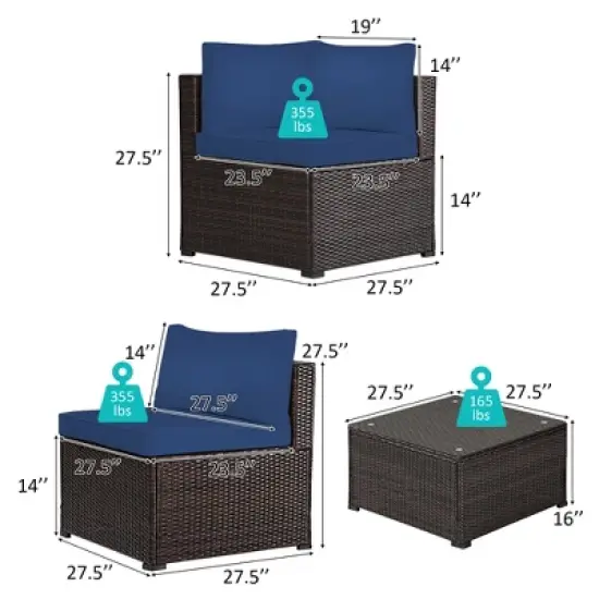 Costway 6PCS Rattan Patio Sectional Sofa Conversation Set Outdoor image {1}