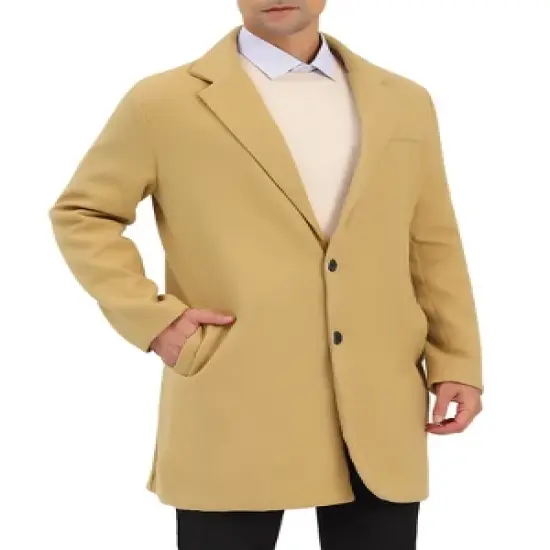 Lars Amadeus Men's Single Breasted Lapel Collar Mid-Length Solid Overcoat image {6}