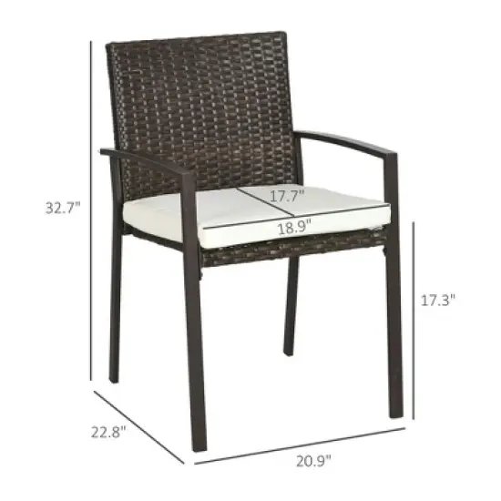 Resenkos Outdoor Dining Room Chairs, Patio Kitchen Chairs,PE Rattan Outdoor Dining Chair Set with Cushion and Backrest, Cream White,2 Pcs image {7}
