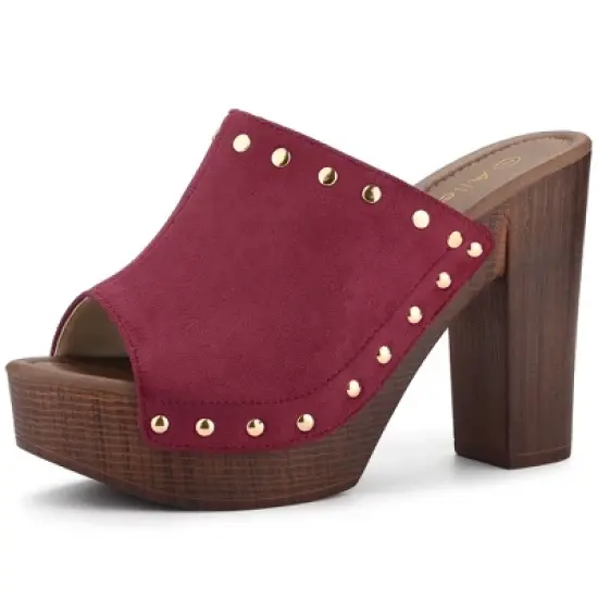 Allegra K Women's Open Toe Platform Block Slides Heel image {8}