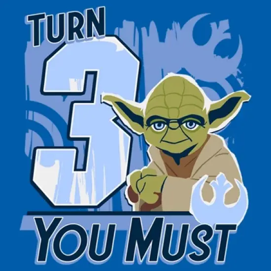 Toddler's Star Wars Yoda Turn 3 You Must Rebel Logo Portrait T-Shirt image {1}