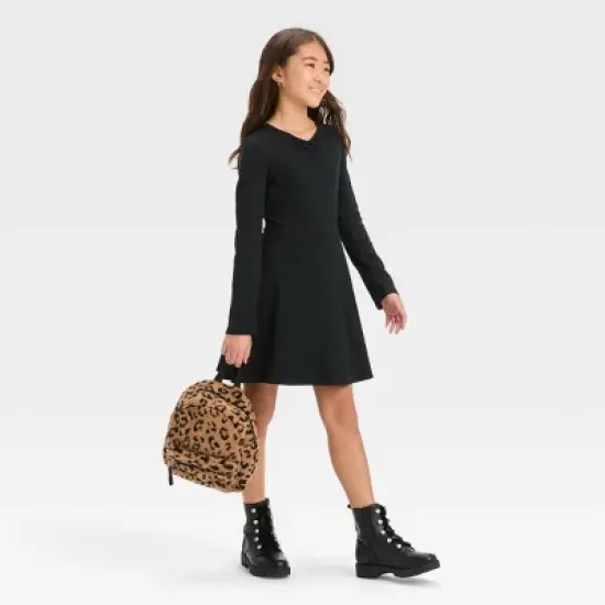 Girls' Long Sleeve Henley Skater Dress - art class&trade; image {2}