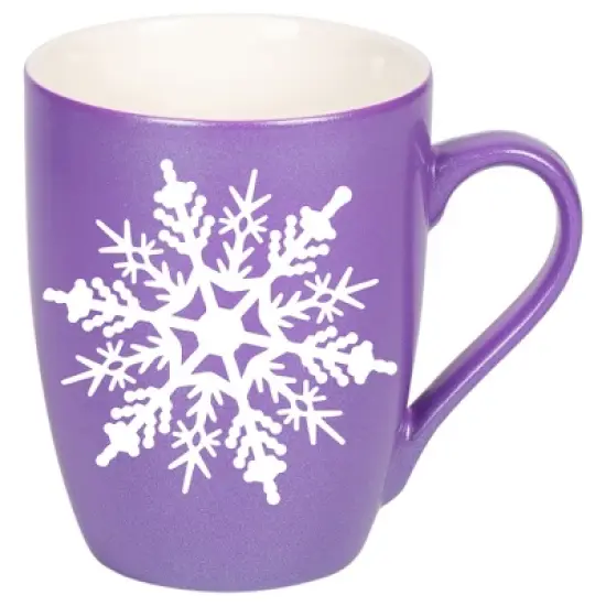 Elanze Designs Snowflake Bold Line Passion Purple 10 ounce New Bone China Coffee Cup Mug image {1}