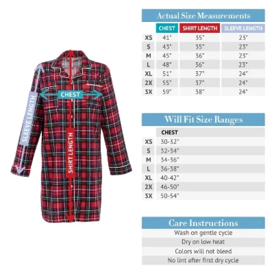 Women's Soft Warm Flannel Sleep Shirt, Button Down Boyfriend Nightgown image {3}