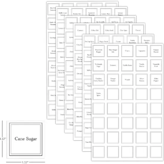 Good Cooking Removable Preprinted Spice Jar 1.5" Labels- 200 Different Spices with 40 Blanks (240 Total) No Residue, Fits Most Seasoning Shakers image {3}