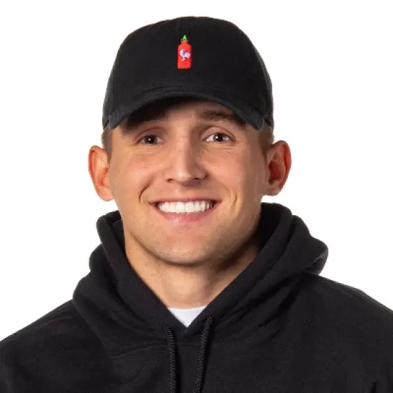 Sriracha Bottle With Chicken Embroidered Adjustable Hat For Men OSFM image {2}