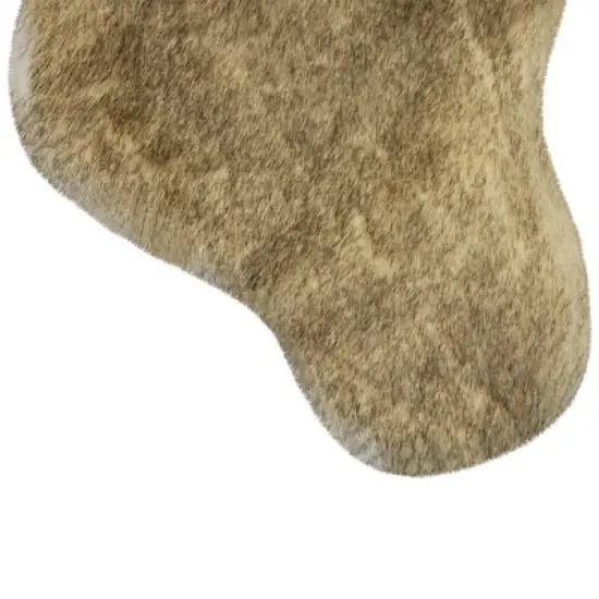 Northlight Faux Fur Christmas Stocking with Pom Poms - 20.5" - Beige and Brown image {3}