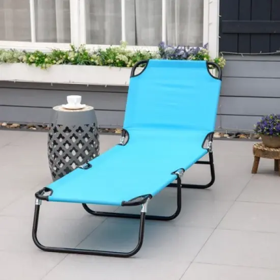 TIRAMISUBEST 5-Position Adjustable Folding Chaise Lounge Chair - Sky Blue Outdoor Recliner with Steel Frame for Pool, Beach & Patio image {1}