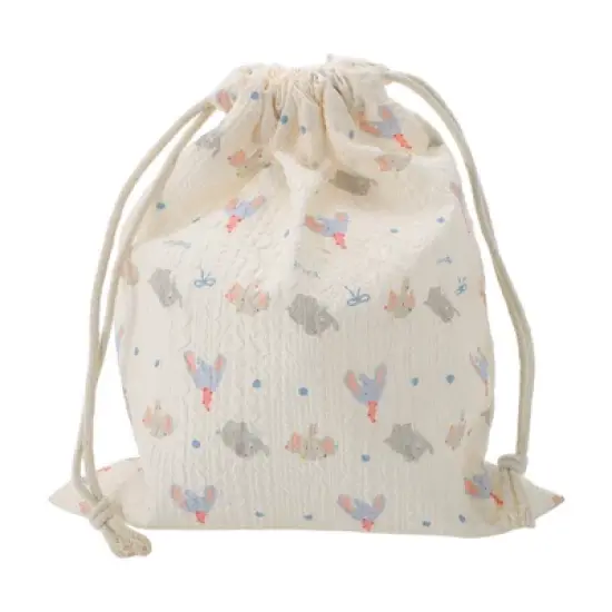 Unique Bargains Bow-Knot Elephant Drawstring Makeup Bag White 1 Pc image {6}