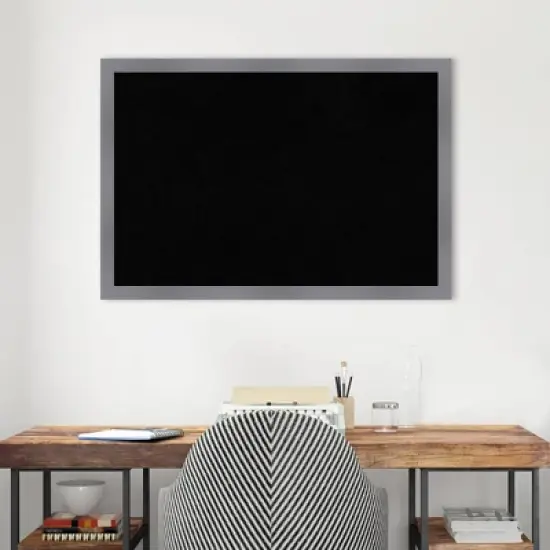 38"x26" Edwin Wood Frame Black Cork Board Gray - Amanti Art image {8}