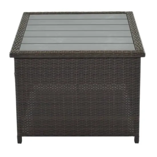 9pc Wicker Patio Sectional Seating Set with Cushions - Brown/Blue - GODEER image {12}