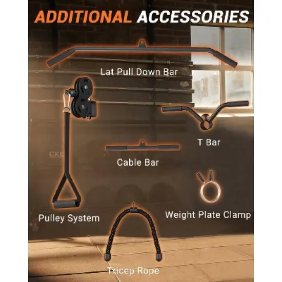 Home Gym All in One, 2200LBS Squat Rack Power Cage with Smith Bar, LAT Pull-Down, Cable Systems, Leg Hold-Down and More Attachments image {6}