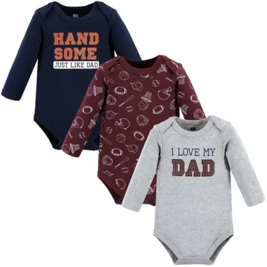 Hudson Baby Infant Boy Cotton Long-Sleeve Bodysuits, Love Dad image {5}