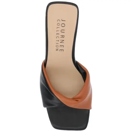 Journee Collection Womens Aylia Clear Block Heel Soft Vegan Leather Slip On Sandals image {3}