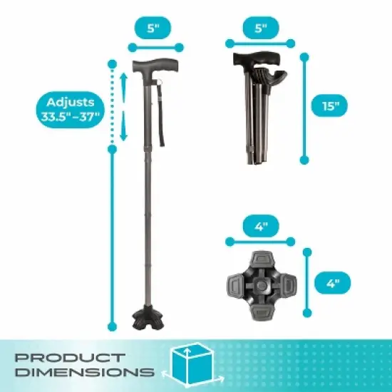 Stander Wonder Cane, Folding Walking Cane for Seniors with Flexible Quad Tip image {6}