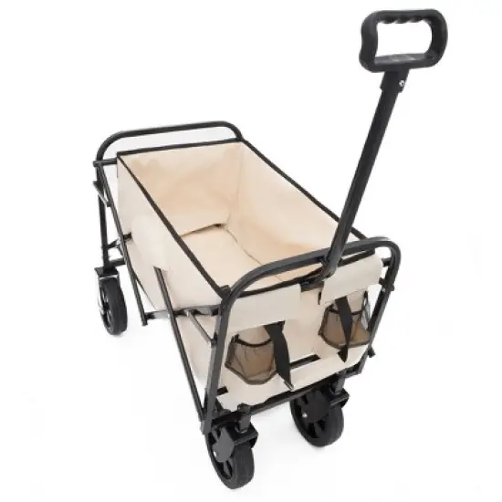 Minimeetall Extention Collapsible Foldable Wagon Cart Beach Wagon Heavy Duty Utility Cart Utility Wagon Grocery Cartcream image {2}
