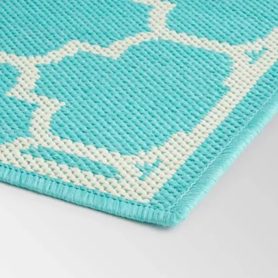 5'3" x 7' Ifran Outdoor Rug Teal/Ivory - Christopher Knight Home image {3}