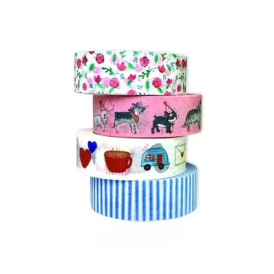 Pink Everyday Masking Tape by Ramus & Co - 4ct Rolls, Assorted image {1}