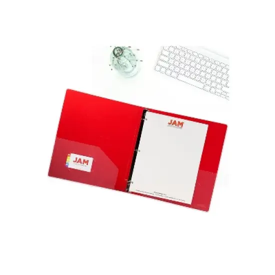 JAM Paper Plastic .75" 3-Ring Binders Assorted Colors 4/Pack 750T1RGBOR image {3}