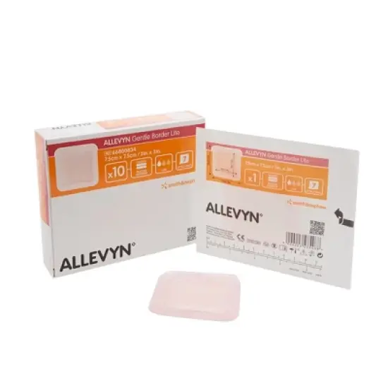 Smith & Nephew Allevyn Gentle Border Lite Thin Foam Dressing 3 x 3" Square Hydrocellular Foam 66800834 10 per Box image {4}