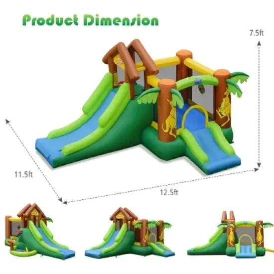 Tangkula Inflatable Jungle Bounce House w/ Dual Slides Climbing Wall Jumping Area image {8}