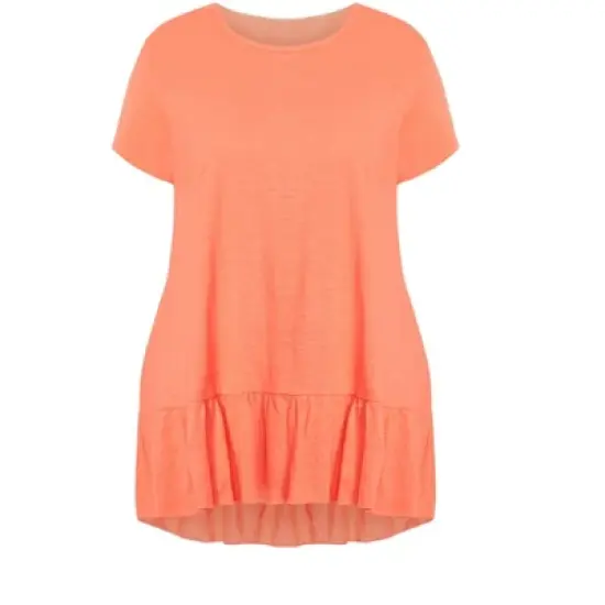 Women's Plus Size Perla Frill Tunic Dress  - Hot Coral | AVENUE image {2}