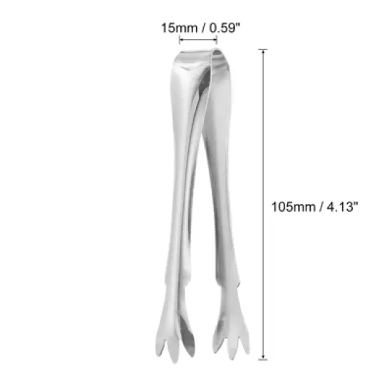 Unique Bargains Stainless Steel Mini Sugar Cube Tongs 2 Pcs image {1}