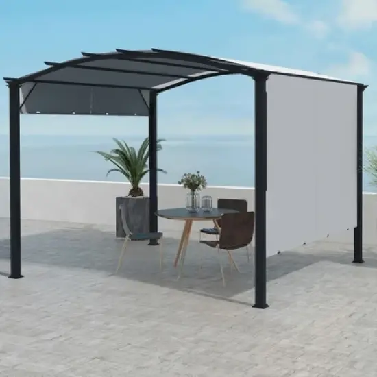Resenkos Outdoor Garden Gazebo, Sunshade Gazebo Canopy,11' x 11' Outdoor Retractable Pergola with Canopy for Backyard, Gray Gray, Black image {5}