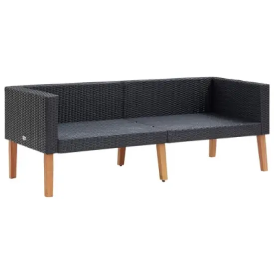 vidaXL Garden Sofa Black, Cream White image {4}