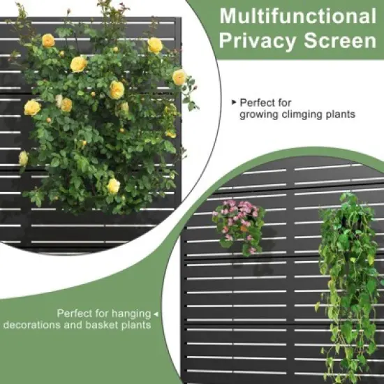 PexFix 72 in. x 94 in. Black Metal Freestanding Privacy Screen Garden Fence For Deck Patio Balcony Outdoor Privacy Panel Louvered Design image {5}