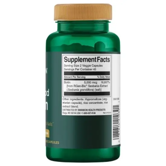 Swanson Real Food Biotin 2,500 mcg 90 Veg Caps image {1}