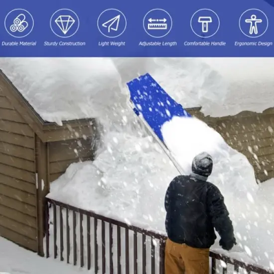 Costway 21ft Roof Snow Rake Removal Tool Lightweight w/ Adjustable Telescoping Handle image {6}