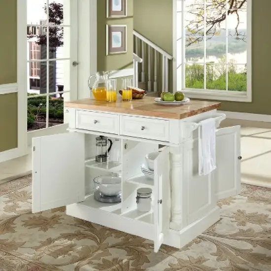 Crosley Butcher Block Top Kitchen Island - White image {5}