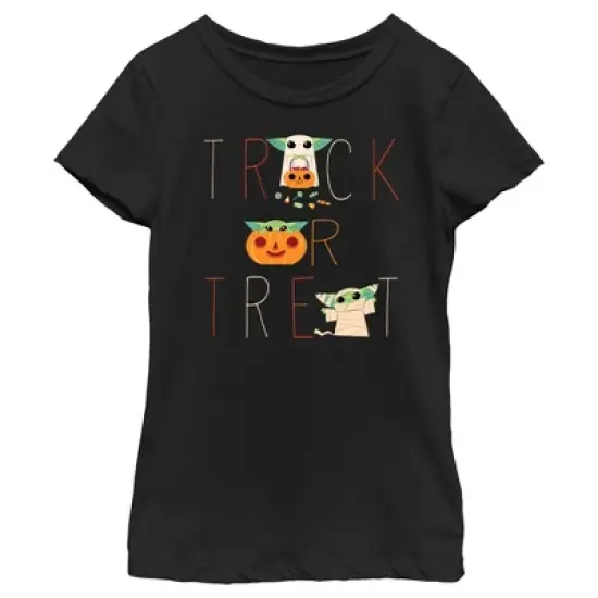 Girl's Star Wars The Mandalorian Halloween Grogu Trick or Treat T-Shirt image {3}
