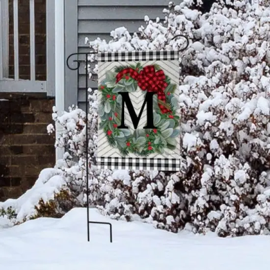 Briarwood Lane Winter Garden Flag 12x18 For Outdoor Winter Wreath Monogram Letter M For Winter Garden Flag Flags For Outside image {3}