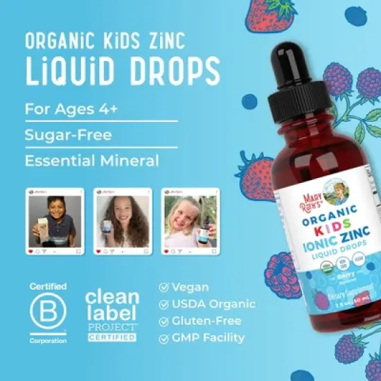 MaryRuth's Kids Zinc Drops, Berry, Org, 2 oz image {7}