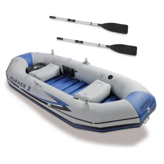 Intex Mariner 3-Person Inflatable River/Lake Dinghy Boat & Oars Set (2 Pack) image {1}