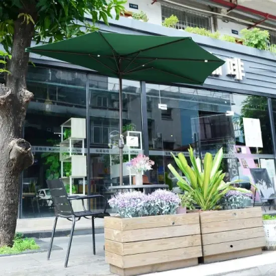 Half Round Patio Umbrella with Easy Crank &ndash; Compact 9ft Semicircle Outdoor Shade Canopy for Balcony, Porch, or Deck by Nature Spring (Forest Green) image {5}