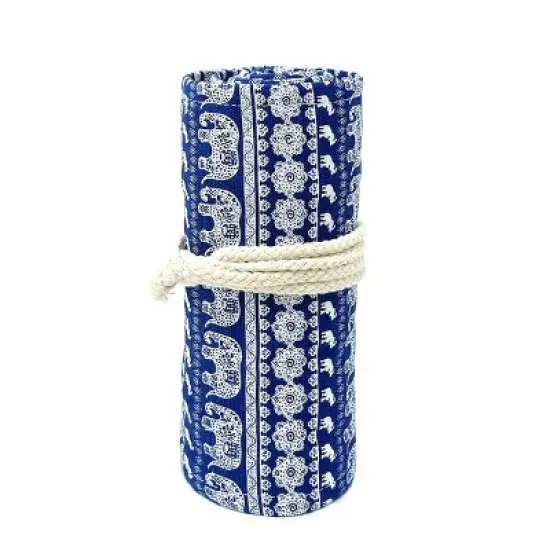 Wrapables Pencil Roll Organizer, Colored Pencil Wrap Pouch (72 slots), Blue Elephants image {4}