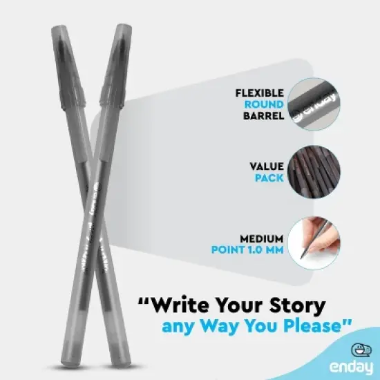 Enday Bulk Ballpoint Pens (240 Pack) Ink pens bulk, Medium Point 1.0mm, office, Smooth Writing black ink pens for School, Home, and Office. image {2}