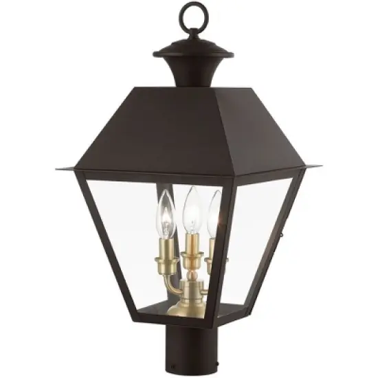 Livex Lighting Wentworth 3 - Light Post Light in  Bronze/Antique Brass image {2}