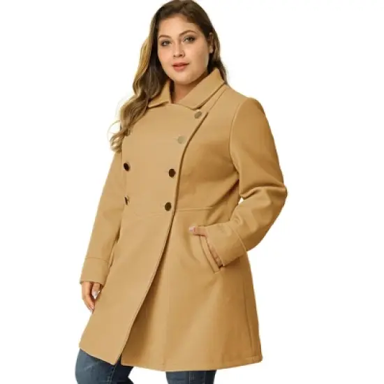 Agnes Orinda Women's Plus Size Winter Fashion Outerwear Double Breasted Warm Overcoats image {8}