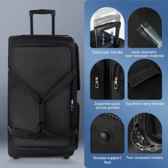 NEW YORK XPRESS TB-328 Rolling Duffel Bag with Wheels, Retractable Handle, Foldable (22", 30", 36", 40")) image {6}