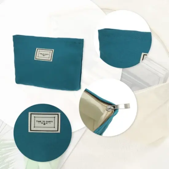 Unique Bargains Portable Canvas Zipper Makeup Bags and Organizers 1 Pc image {4}