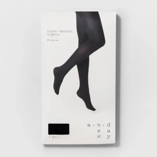 Women's 80D Super Opaque Tights - A New Day Black image {1}