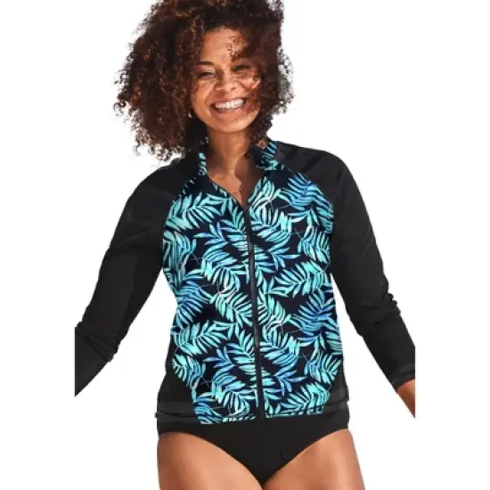 Swimsuits for All Women&rsquo;s Plus Size Chlorine Resistant Zip Front Long Sleeve Swim Shirt image {5}