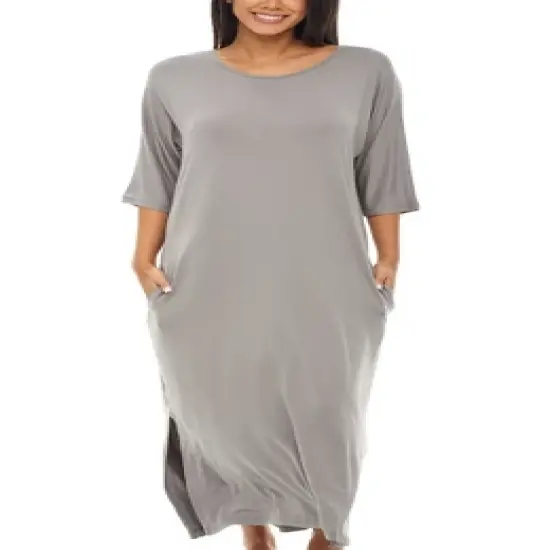 Women's Soft Knit Caftan Nightgown, Loungewear Oversized Pajamas Long Sleep Dress with Pockets image {7}