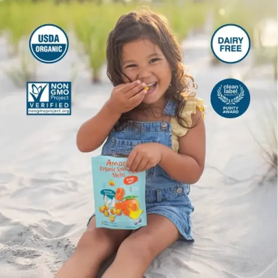 Amara Organic Smoothie Melts Mango Carrot Plant Based Yogurt Baby Snack - 1oz image {4}